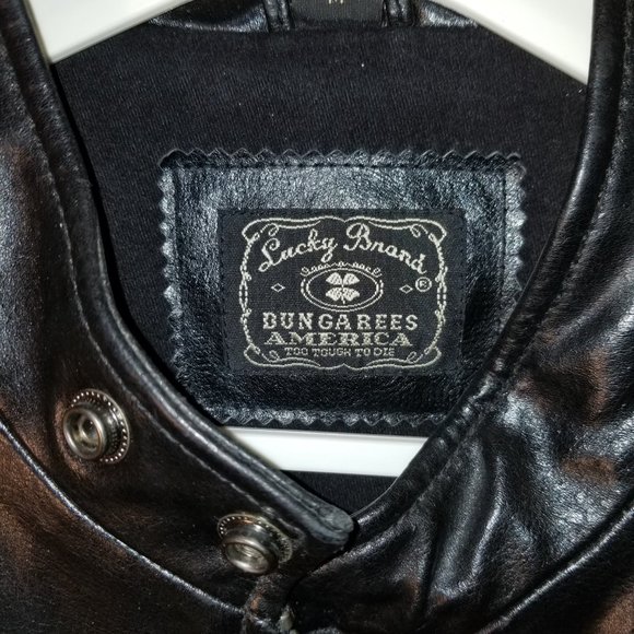 EUC Lucky Brand Full Grained Leather Jacket Medium - Picture 3 of 8